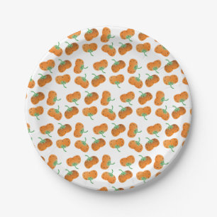 Autumn Fall Pumpkins Pattern Orange Paper Plate