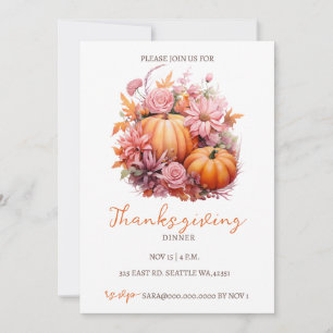 Autumn Fall Pumpkins Thanksgiving Dinner Invitation