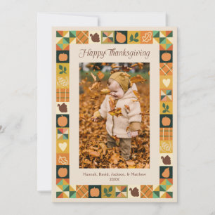 Autumn Fall Quilt Thanksgiving Holiday Photo Card