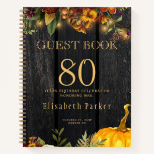 Autumn fall rustic floral 80 years guest book
