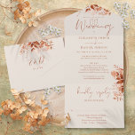 Autumn Fall Rustic Floral Details RSVP Wedding All In One Invitation<br><div class="desc">All in one wedding invitation featuring autumn fall rustic florals and elegant calligraphy script typography. The invitation includes additional guest details and a perforated RSVP card that can be individually addressed or left blank for you to handwrite your guest's address details. Designed by Thisisnotme©</div>
