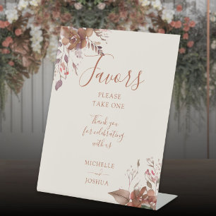 Autumn Fall Rustic Floral Elegant Script Favours Pedestal Sign