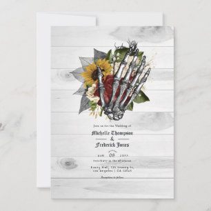 Autumn Fall Rustic Floral Gothic Wedding Invitation