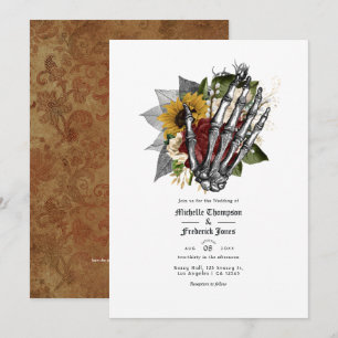 Autumn Fall Rustic Floral Gothic Wedding QR Code Invitation