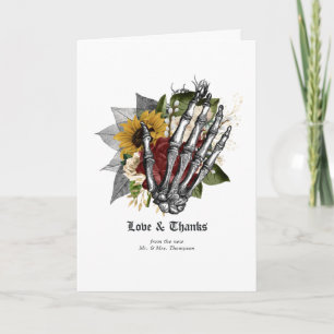 Autumn Fall Rustic Floral Gothic Wedding Thank You Card