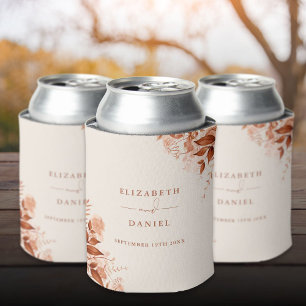 Autumn Fall Rustic Floral Wedding Can Cooler