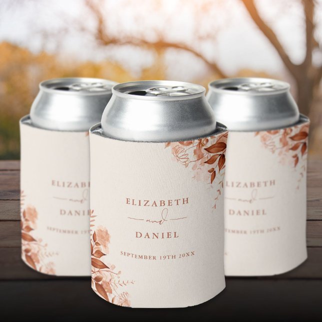 Autumn Fall Rustic Floral Wedding Can Cooler (Autumn Fall Rustic Floral Wedding Can Cooler)