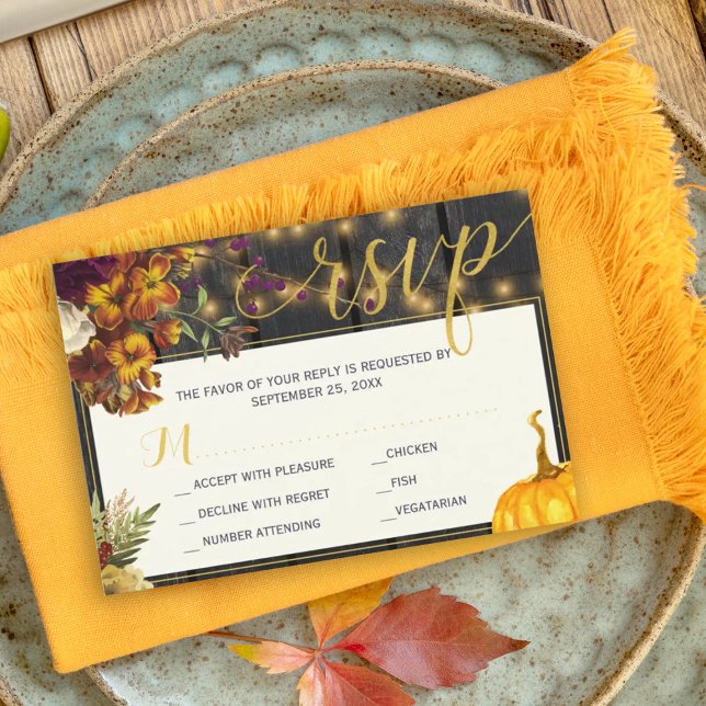 Autumn fall rustic harvest barn wood wedding RSVP  (Creator Uploaded)