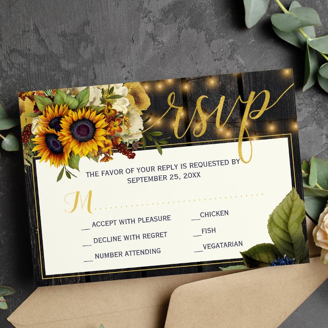 Autumn fall rustic harvest barn wood wedding RSVP card (Creator Uploaded)