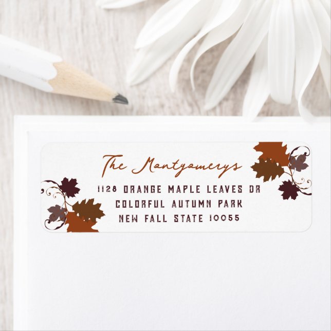Autumn Fall Rustic Oak Leaves Return Address Label (Insitu)