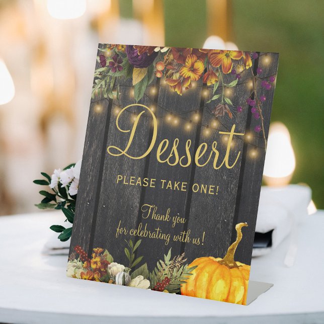 Autumn fall rustic wood wedding dessert sign (Creator Uploaded)
