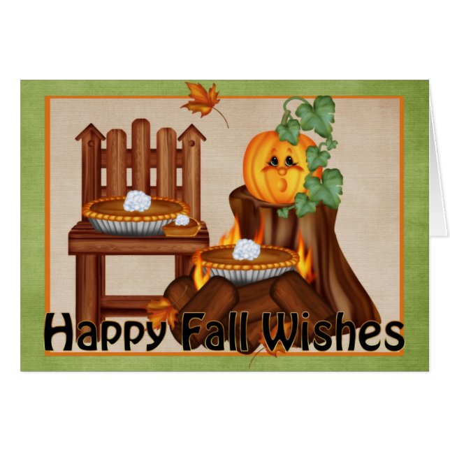 Autumn Fall Scene Happy Fall Wishes Greeting Card (Front Horizontal)