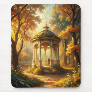 Autumn Fall Scene With Gazebo Mouse Pad
