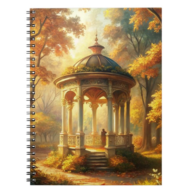 Autumn Fall Scene With Gazebo Notebook (Front)