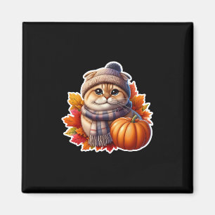 Autumn Fall Scottish Fold Cat Owner Thanksgiving M Magnet
