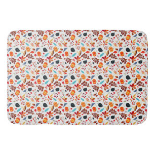 Autumn Fall Season Pumpkins Leaves Bath Mat Decor