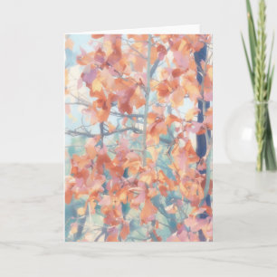Autumn Fall Season Trees Watercolor Style Card