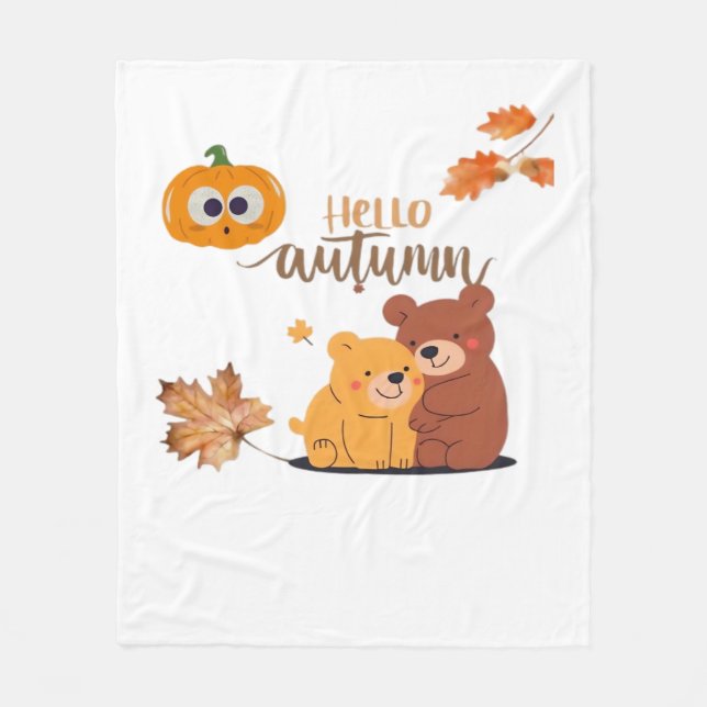 Autumn Fall Shirt, Thanksgiving Shirt, Fall Pumpki Fleece Blanket (Front)