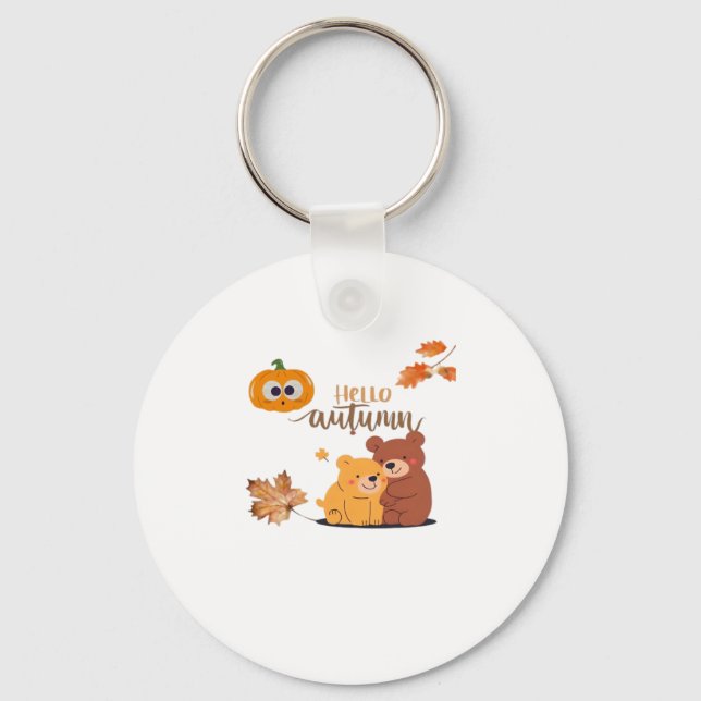 Autumn Fall Shirt, Thanksgiving Shirt, Fall Pumpki Key Ring (Front)