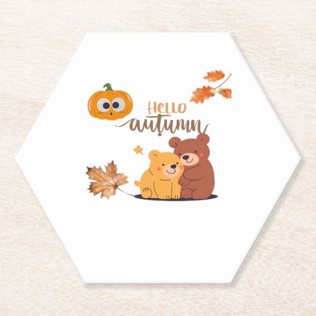 Autumn Fall Shirt, Thanksgiving Shirt, Fall Pumpki Paper Coaster (Front)