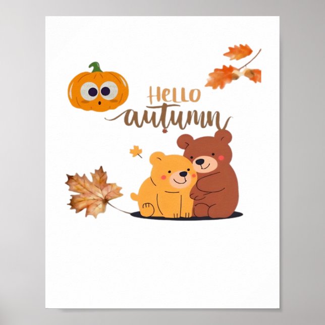 Autumn Fall Shirt, Thanksgiving Shirt, Fall Pumpki Poster (Front)