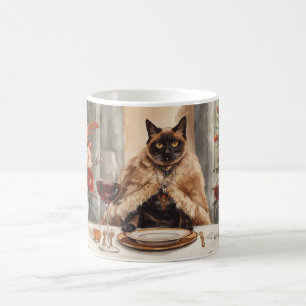 Autumn Fall Siamese Cat at dinner table Coffee Mug