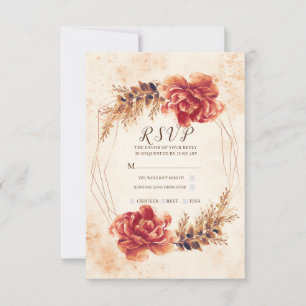 Autumn Fall Spice Floral Watercolor Wedding RSVP Card