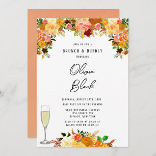 Autumn Fall Spice Peony Brunch and Bubbly Invitation