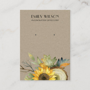 AUTUMN FALL SUNFLOWER KRAFT STUD EARRING DISPLAY BUSINESS CARD