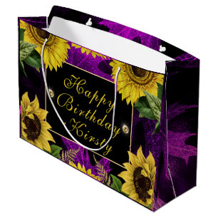 Autumn Fall sunflowers Birthday Large Gift Bag
