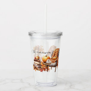 Autumn Fall Sweater Books Cosy Acrylic Tumbler