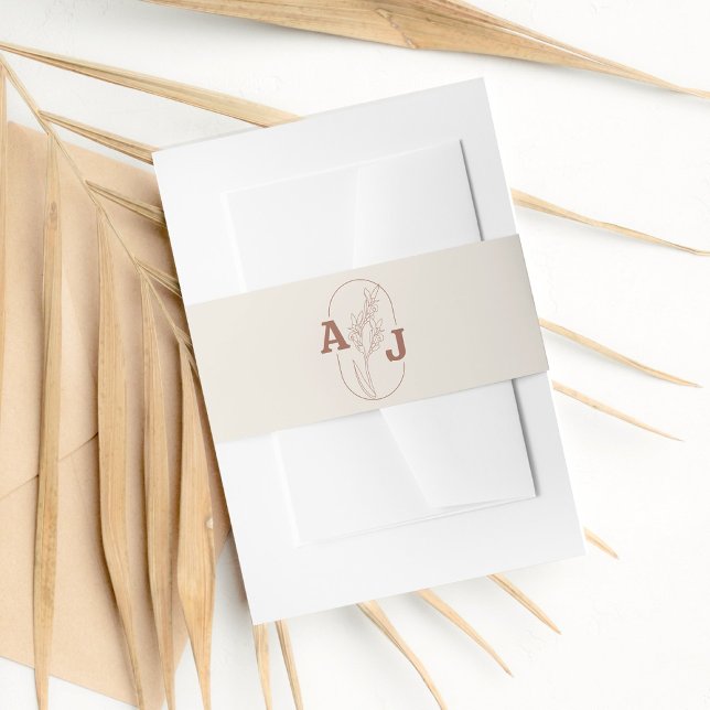 Autumn Fall Terracotta and Cream Invitation Belly Band (Creator Uploaded)