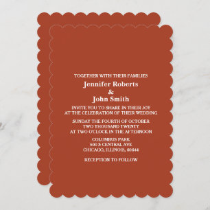 Autumn Fall Terracotta Earth Burnt Orange Wedding Invitation