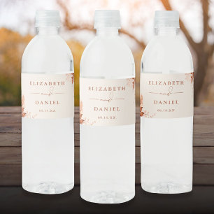 Autumn Fall Terracotta Floral Wedding Water Bottle Label