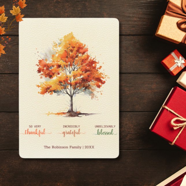 Autumn Fall Tree Happy Thanksgiving Blessed Holiday Card (Creator Uploaded)