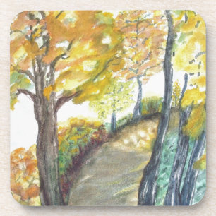 Autumn Fall Tree Leaves Art Painting Destiny Coaster