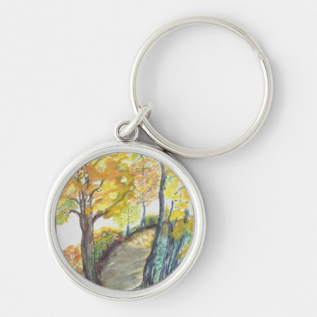 Autumn Fall Tree Leaves Art Painting Destiny Key Ring (Front)