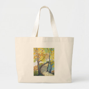 Autumn Fall Tree Leaves Art Painting Destiny Large Tote Bag
