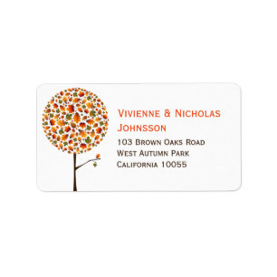 Autumn / Fall Tree Leaves Maple Custom Address Lab Label