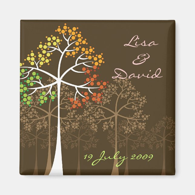 Autumn Fall Trees Woodland Wedding Save The Date Magnet (Front)