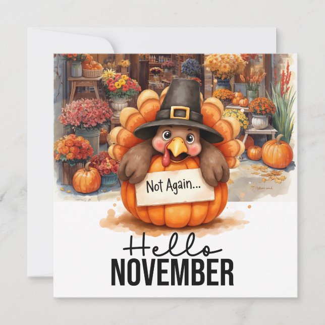 Autumn Fall Turkey is at Florist Shop Thanksgiving Holiday Card (Front)