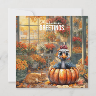 Autumn Fall Turkey is at Florist Shop Thanksgiving Holiday Card