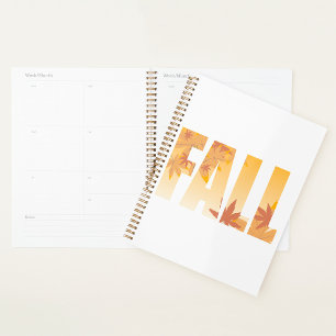 Autumn Fall Typography Design with Leaves  Planner