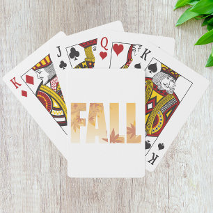 Autumn Fall Typography Design with Leaves Playing Cards
