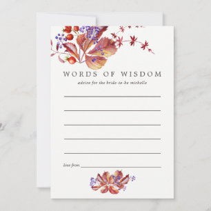 Autumn - Fall Watercolor Bridal Shower Advice