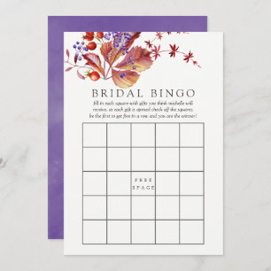 Autumn - Fall Watercolor Bridal Shower Bingo Invitation