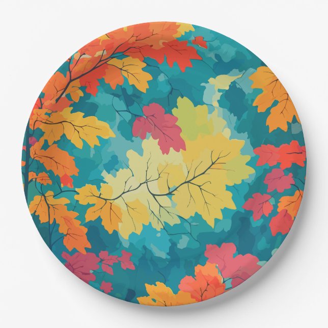 Autumn fall watercolor floral baby shower paper plate (Front)