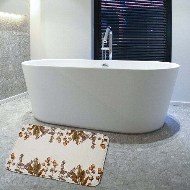 Autumn Fall Watercolor Foliage Leaves  Bath Mat (Autumn Fall Watercolor Foliage Leaves Bath Mat)