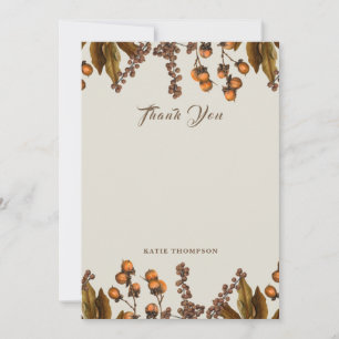 Autumn Fall Watercolor Foliage Leaves Thank You Card