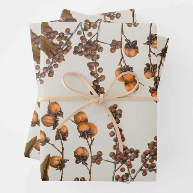 Autumn Fall Watercolor Foliage Leaves  Wrapping Paper Sheet (In situ)